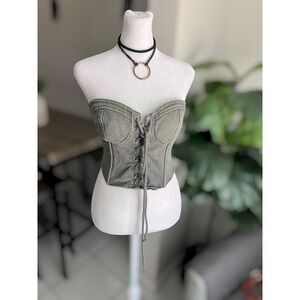 Emory Park Size M Front Lace-Up Corset Crop Top